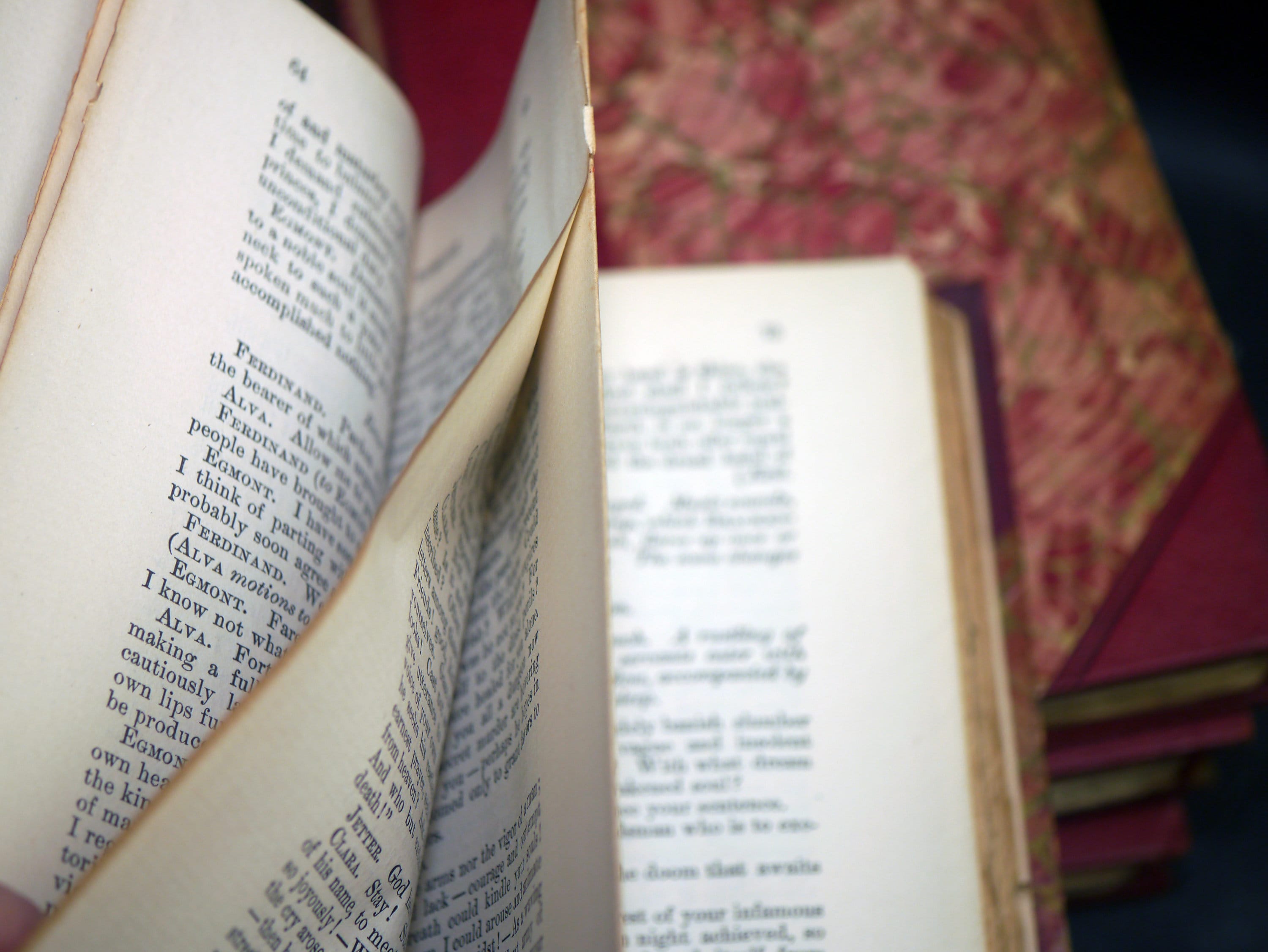 Ten volumes of Victorianera books. Complete Works of Johann Wolfgang