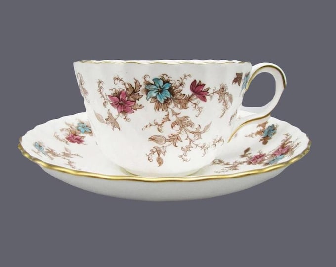 Minton Ancestral S376 bone china cup and saucer set made in England.