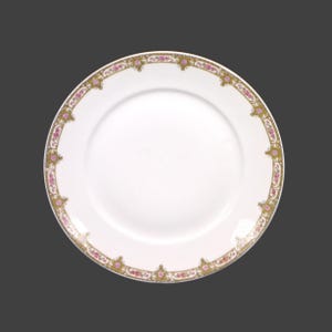 Antique Art Nouveau Limoges Plate: Fuisseaux de Baudour, Floral Border