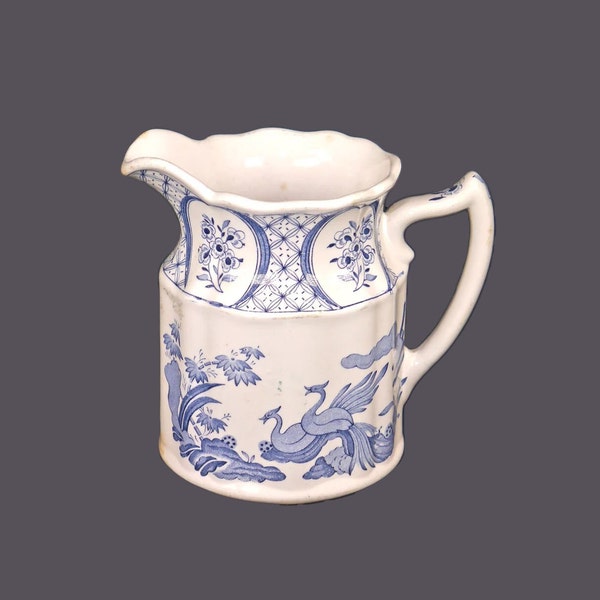 Antique Victorian Furnivals Old Chelsea 647812 blue-and-white pitcher made in England. Flaws (see below).