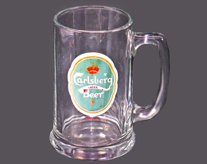 Carlsberg Lager pint beer stein. Etched-glass branding.