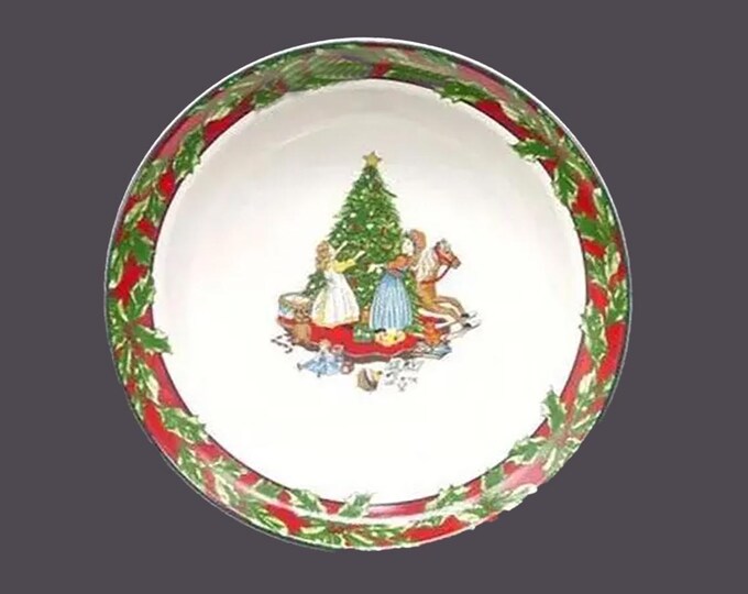 International Tableworks Christmas Celebration round, rimmed, stoneware serving bowl. Bob Timberlake design.