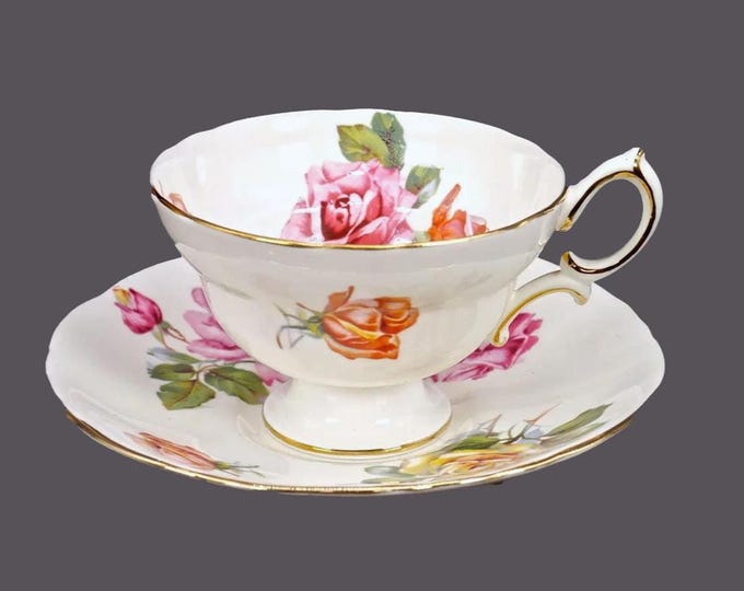 Hammersley Bone China Morgan's Rose tea set 133X made in England. Wide-mouth cup with matching saucer.
