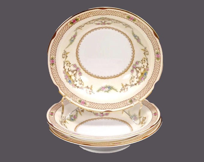 Three Noritake Berwick 5043 rimmed fruit nappies, dessert bowls made in Japan.