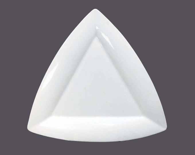 Vintage Hutschenreuther Impression triangular platter. All-white hotelware made Germany. Flaw