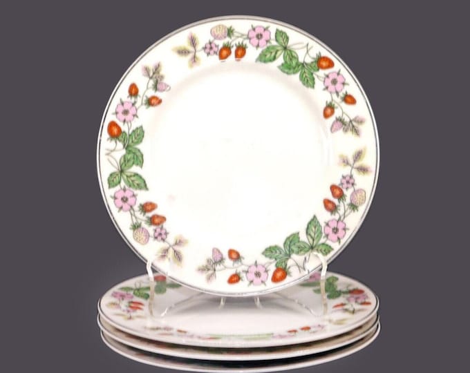 Four Northland Fine China bread plates made in Japan. Flowers and strawberries.