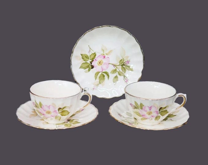 Pair of British Empire Ware Tudor Rose cup and saucer sets made in England. Bonus orphan saucer.
