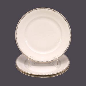 Three Elfenbein | Heinrich Bavaria dinner plates. Black fleur de lys and dots.