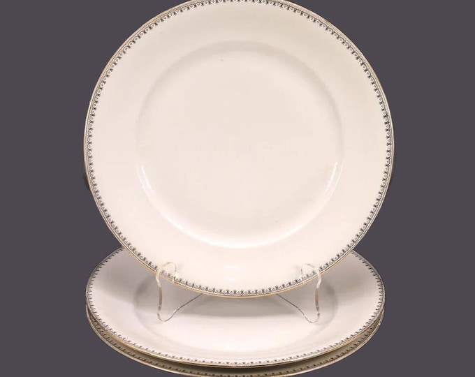 Three Elfenbein | Heinrich Bavaria dinner plates. Black fleur de lys and dots.