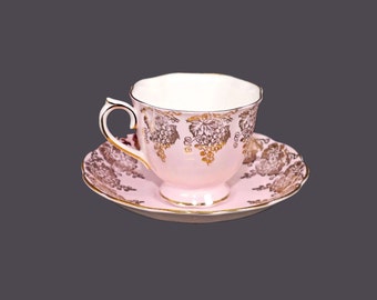 Royal Albert pink and golden grapes cup and saucer set. Bone china made in England. Montrose shape.