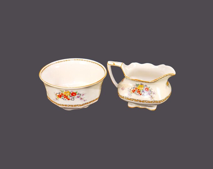 Antique Edwardian Age Myott F2832 creamer and sugar bowl made in England.