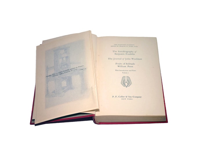Antiquarian book Harvard Classics Vol 1 Autobiography Benjamin Franklin, Journal of John Woolman, Fruits of Solitude. Printed PF Collier USA