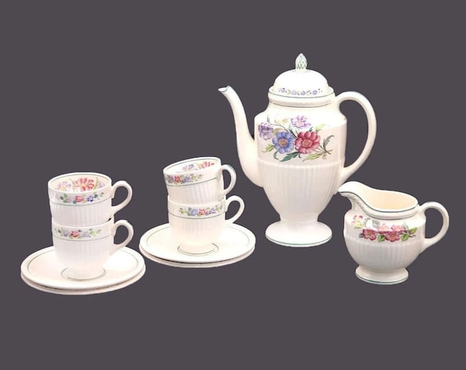 Wedgwood Garden Club partial tea service. Dianthus, apple blossoms, cornflowers. Edme shape. Made in England.