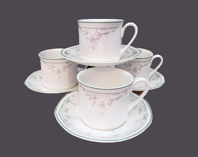 Four Royal Doulton Caprice cup and saucer sets made in England.