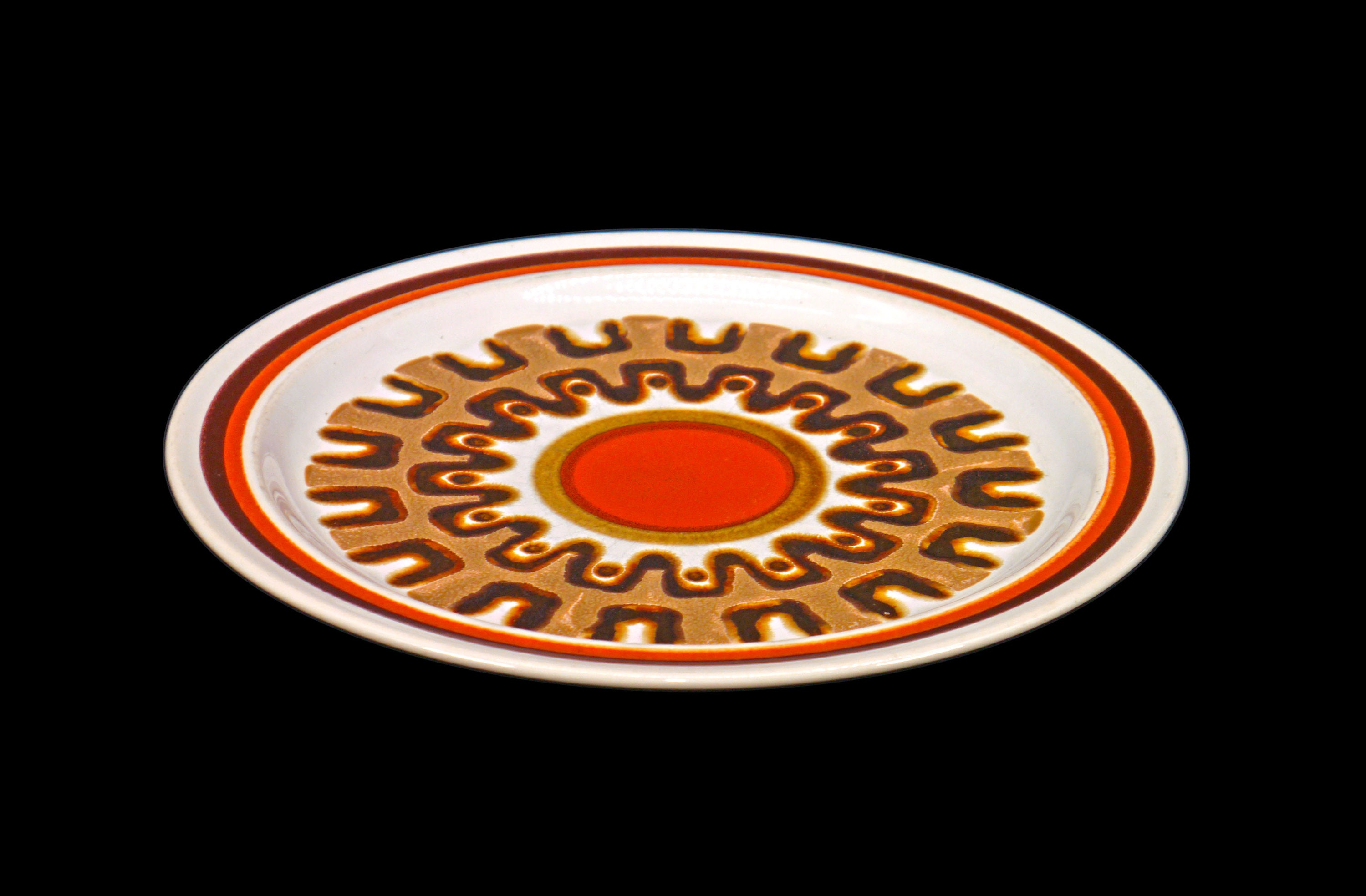 Haniwa Stone Aztec large dinner plate. Retro vintage stoneware made in