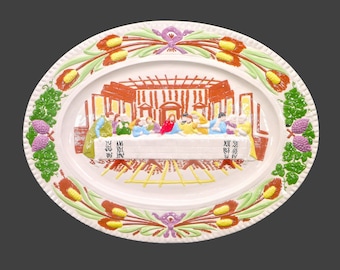 Vintage Last Supper Turkey Platter: 1960s Ceramic Relief. Attributed Japan.