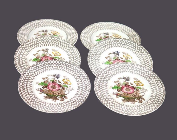Six Myott Bonnie Dundee art-deco salad plates made in England.