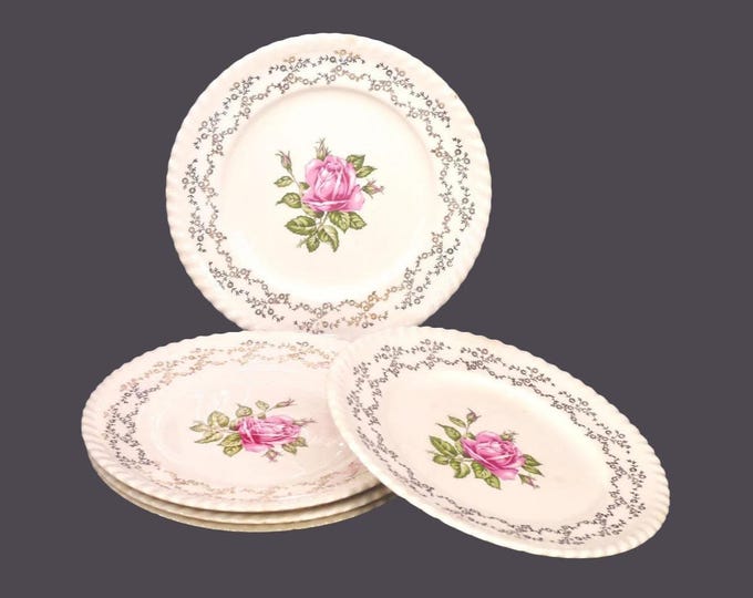 Five British Empire Ware | Sovereign Potters Rosebud bread, dessert plates. Flaws (see below).
