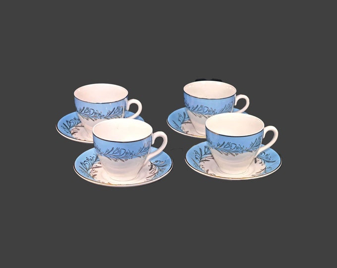 Washington Pottery Blue Riband cup and saucer sets made in England. Choose quantity below.