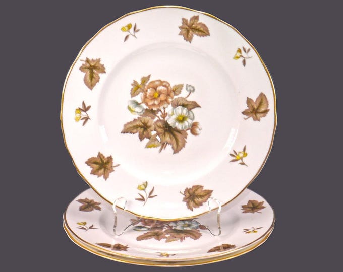 Three Royal Worcester Dorchester Z2637 salad plates. Bone china made in England. No rib.