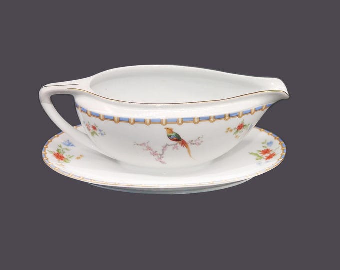 Antique Altrohlau | MZ Austria | Moritz Zdekauer Victoria gravy boat with attached under-plate made in Czechoslovakia.