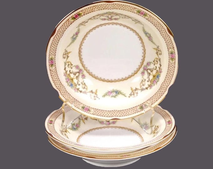 Three Noritake Berwick 5043 rimmed fruit nappies, dessert bowls made in Japan.