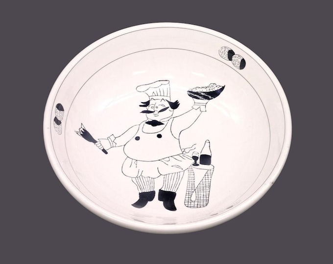 Migo Superstone large stoneware pasta serving bowl made in Italy.  Pasta chef in center. Flaw (see below).