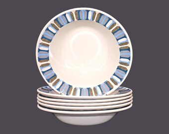 Retro vintage Ridgway Vogue rimmed fruit nappies, dessert bowls. England. Set of 6.