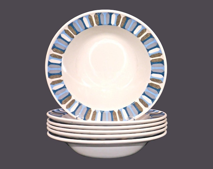 Retro vintage Ridgway Vogue rimmed fruit nappies, dessert bowls. England. Set of 6.