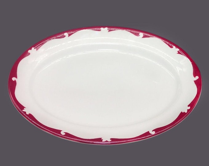 Vintage Newport Pottery Red Wave oval platter made in England.