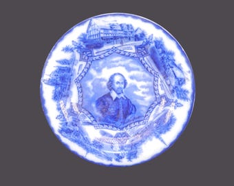 Antique Edwardian Age flow-blue Wood & Sons Shakespeare plate made in England.