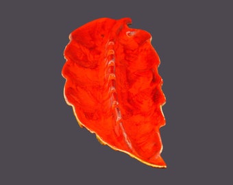 Vintage CAC Pottery Leaf-shaped ashtray: Canadian Art Pottery, Orange Glaze