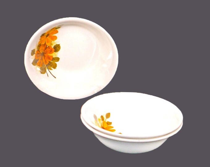 Vintage Myott Sandstone Ware Bowls: Retro Flower Power Dessert Nappies, Set of 3