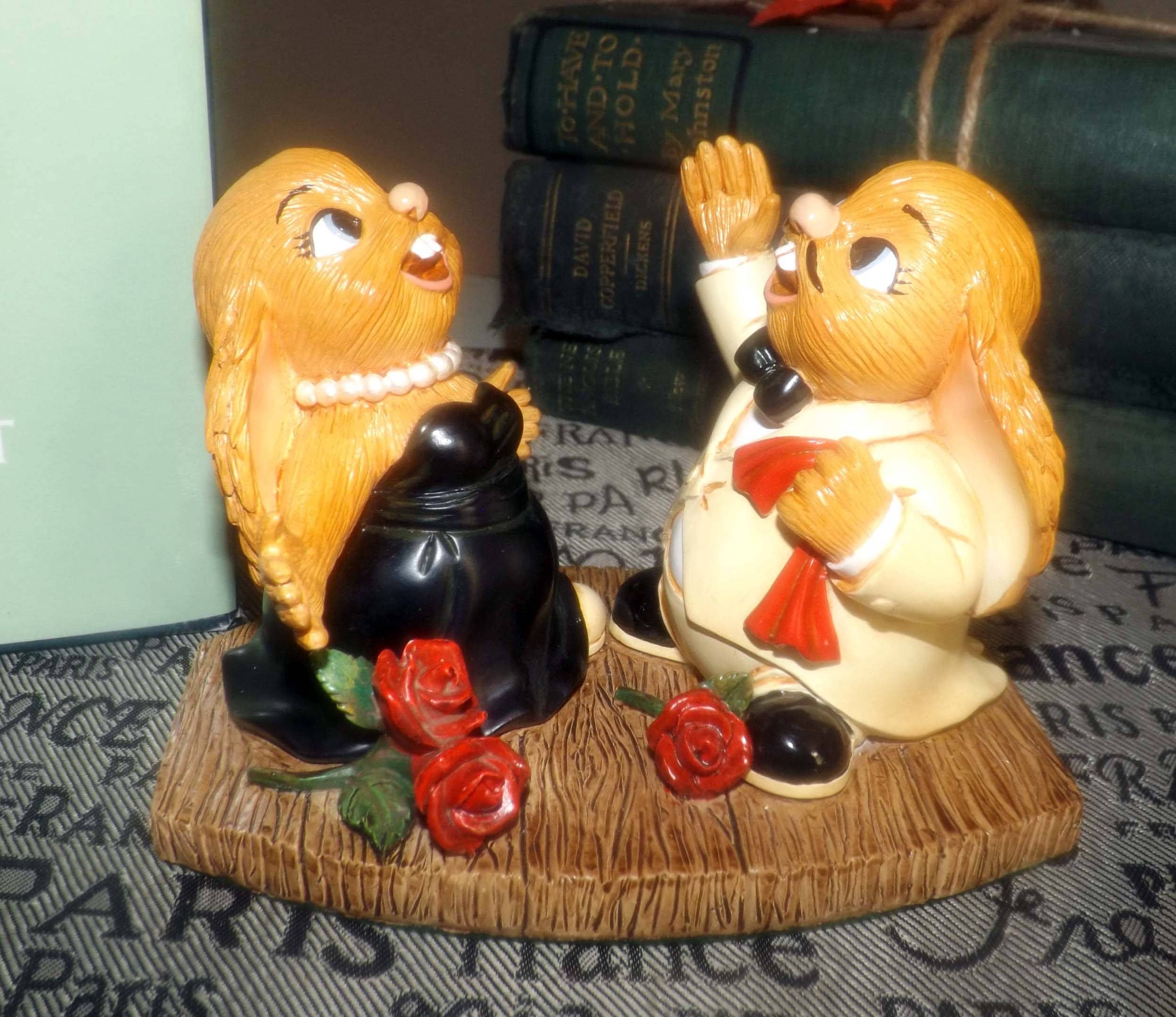 Vintage (1990s) PenDelfin rabbit wedding bride and groom figurine The