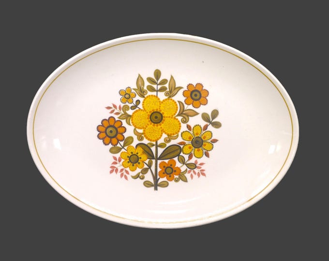 Ridgway Harvest Gold retro, flower-power oval platter made in England.