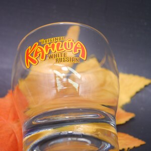 Vintage Kahlua White Russian etched-glass lo-ball, whisky glass.