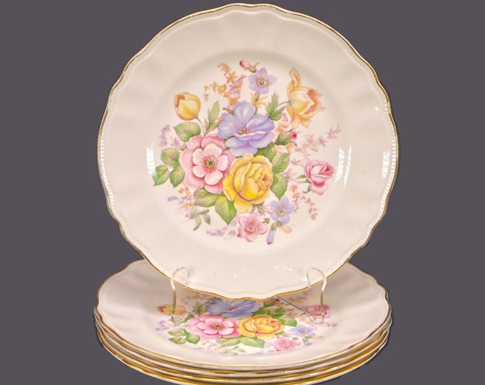 Five Sovereign Potters Barbara Ann 880-47 dinner plates. English ironstone decorated in Canada.
