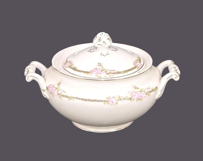 Antique Edwardian Age Johnson Brothers JB467 covered sugar bowl made in England.