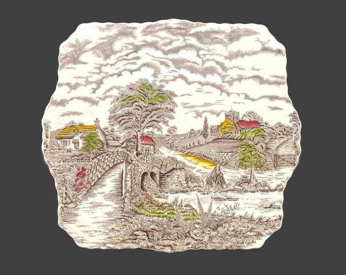 Myott England's Charm square, handled cake serving plate made in England.