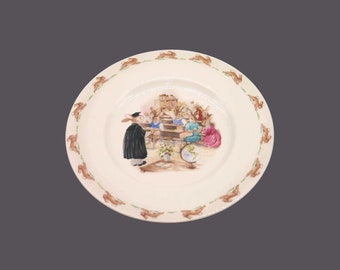 Royal Doulton Bunnykins child's salad plate. Bunnies in the classroom. Made in England.