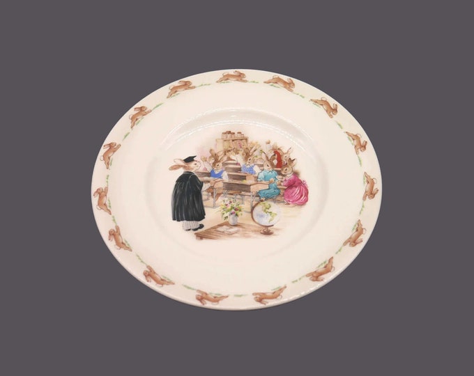 Royal Doulton Bunnykins child's salad plate. Bunnies in the classroom. Made in England.