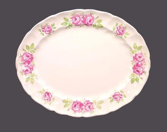 Vintage Johnson Brothers JB664 oval platter made in England. Pink roses.
