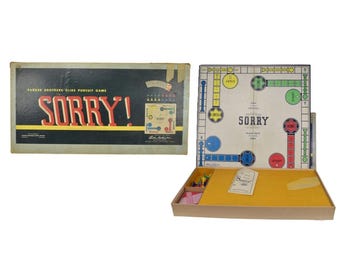 Mid-century Sorry board game. Parker Brothers. Complete with instructions. Made USA.