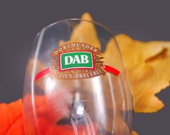 Dortmunder Actien Brauerei stemmed pilsner glass with etched-glass branding.