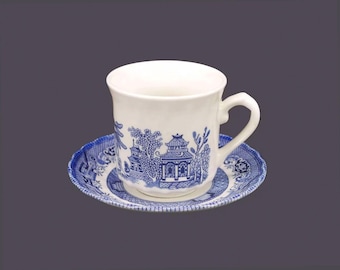 Vintage Royal Wessex Blue Willow Cup and Saucer Set - Chinoiserie England