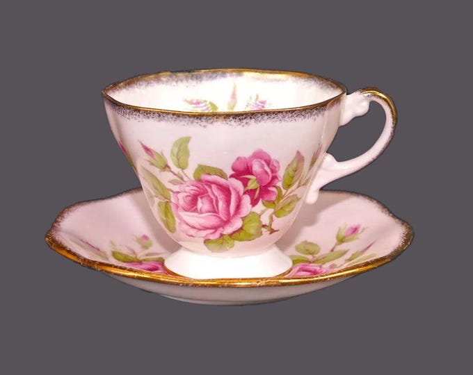 Foley 3285 bone china cup and saucer set made in England. Pink with roses.
