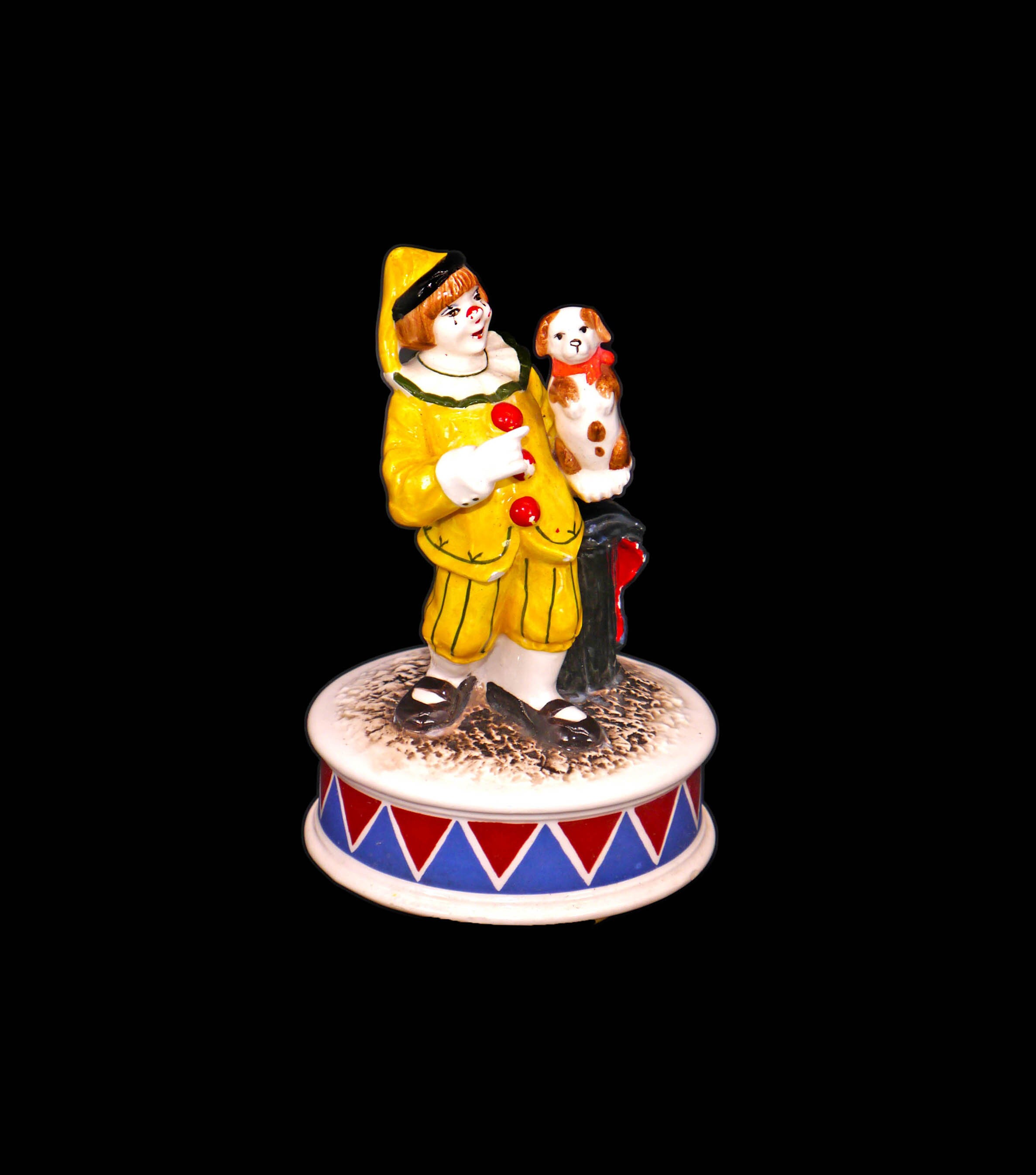 Schmid The Entertainer 254 Clown and Dog handpainted music box