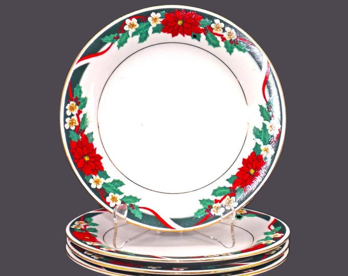 Four Tienshan Deck the Halls Christmas salad plates.