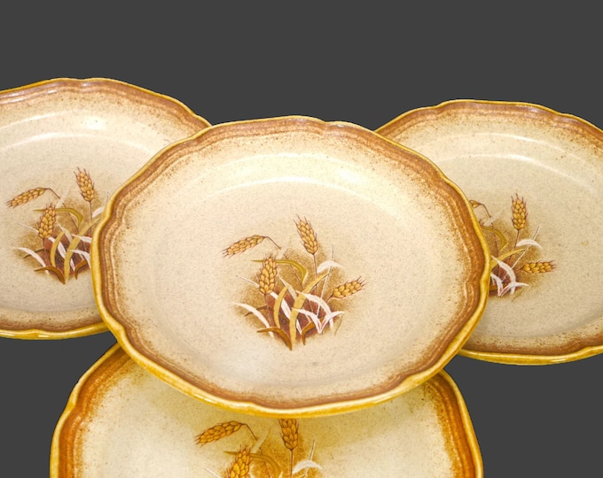 Four Mikasa Granola E8001 stoneware salad plates made in Japan.
