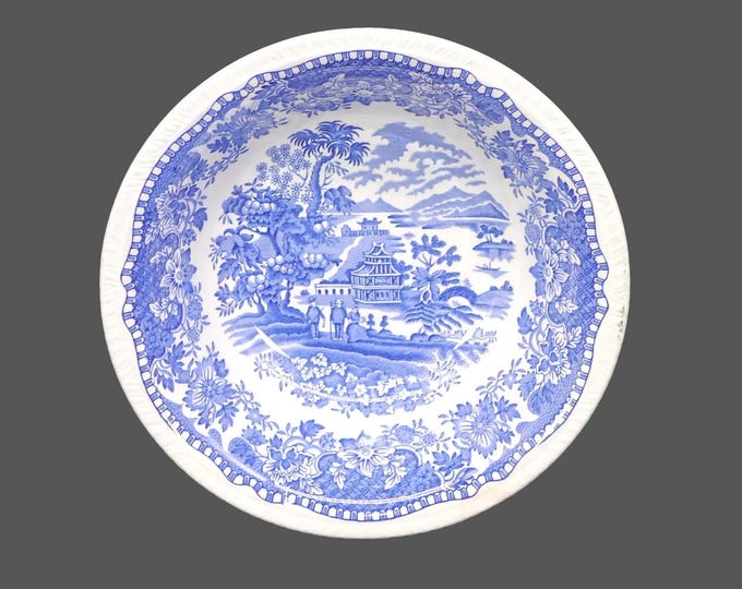 Wood & Sons Seaforth Blue round serving bowl. Blue-and-white tableware made in England. Flaw (see below).